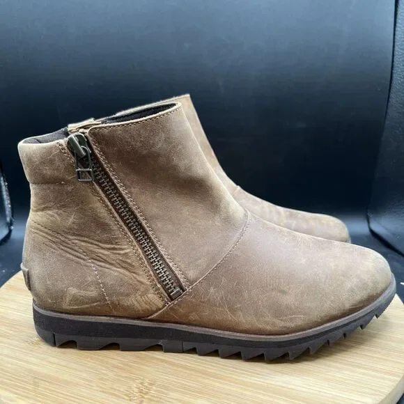 Sorel Harlow Womens Size 8 Brown Zip Waterproof Leather Boots NL3735-242 - Picture 3 of 9